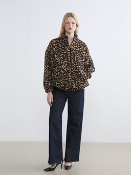 Leopar Desenli Oversize Kad?n Pel?? H?rka
