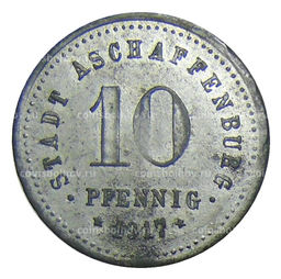 Монета 10 пфеннигов 1917 года Германия  Нотгельд Ашшафенбург