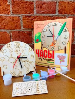 Часы настольные под роспись "Слоник" с красками арт.8556 /48