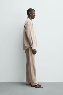 CAMISA RELAXED FIT LINO - ALGOD?N / Beige claro - Zara фото 4