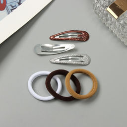 Цена за 2 шт. Набор для волос Выбражулька «Гелена», 6 резинок 3.5 см, 6 заколок 5 см