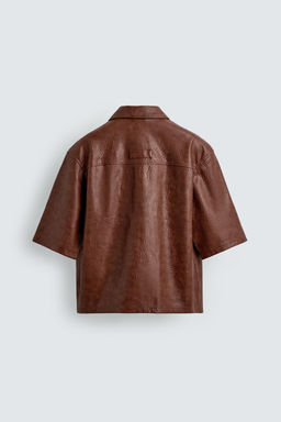 SOBRECAMISA RELAXED FIT EFECTO PIEL / Rojizo - Zara фото 8