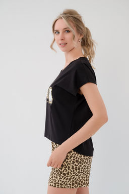 Пижама женская из футболки и шорт из кулирки Сафари песочный - Амадэль фото 10