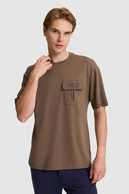 Erkek Kahverengi Comfort Fit Bisiklet Yaka Ti__rt
