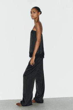 SATIN TOP WITH LACE TRIM - Zara фото 3