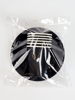 Посуда одноразовая бумажная, чёрная, на 6 персон, 12 предметов