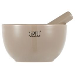 51739 GIPFEL Ступка 11,5х6,5 см с пестиком 13 см. Материал: керамика. Цвет: бежевый.  фото 2