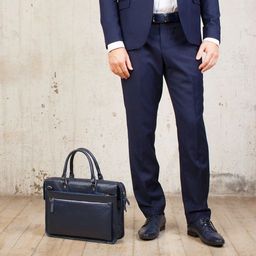 Кожаная деловая сумка для ноутбука Halston Black - Lakestone фото 26