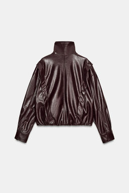 LEATHER EFFECT JACKET WITH PLEATS - Zara фото 12