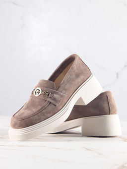 Лоферы туфли 173.1453be.Коричневый капучино замша