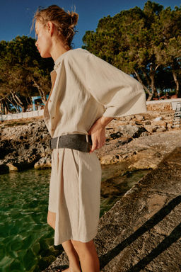 CAMISA CORTA MANGA ANCHA / Beige - Zara фото 3