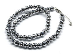 Бусы из циркона шарик гр.8мм цв.серебристый, 48см