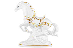 Фигурка декоративная 13*5*16,5 см Лошадь белая с золотом, фарфор - Elan gallery фото 4