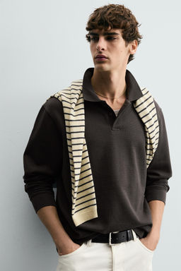 WASHED TEXTURED POLO SHIRT - Zara фото 5