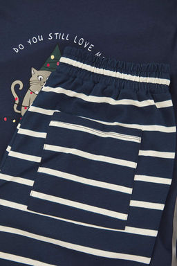 TRENDYOL MAN Bej Cizgili Regular Fit Couple Y?lbas? Orme Pijama Tak?m? TMNAW25PT00045 - Trendyolmilla фото 14