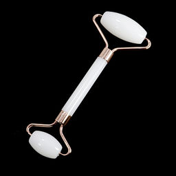 Роликовый массажер из камня Белый агат для лица и тела 14,5см