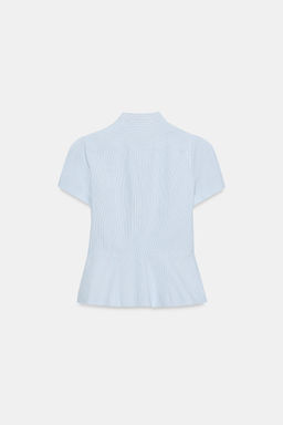 TOP MANGA CORTA BOTONES / Azul / Blanco