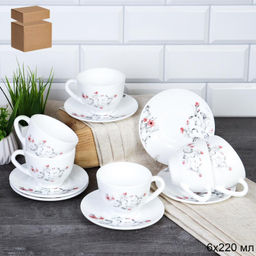 Чайный набор 12 предметов 220 мл / GRAY-GB220/12 (6755) /уп 8/ Орхидея на ветке