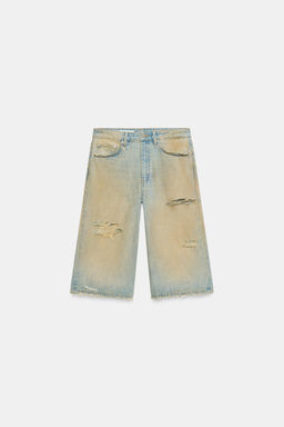 BERMUDA JORTS BAGGY DENIM TRF ROTOS / Azul lavado