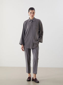 Dokulu Oversize Kad?n G?mlek Tunik
