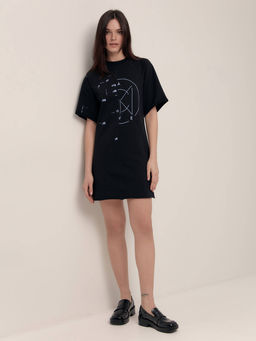 CONTE Платье из футера свободного кроя Geometry LPL 1640 black black