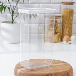 Банка для хранения сыпучих продуктов IDEA «Степ», 3.2 л, 16×10×28 см, пластик, крышка белая