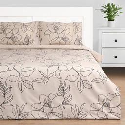 Постельное бельё Этель 2 сп Graphic flowers 175х215 см, 200х220 см, 50х70 см -2 шт, мако-сатин 114г/м2  фото 3