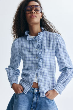 Blusa de algod?n con cuello de volante - H&m фото 5