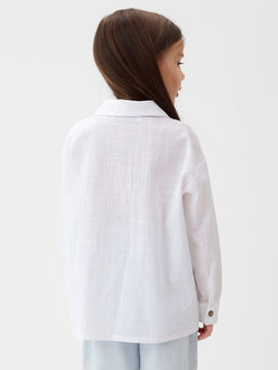 Рубашка для девочки KAFTAN: Linen, белая, размер 34 (122-128 см)