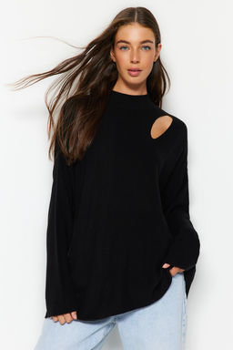 Vizon Genis Kal?p Pencere/Cut Out Triko Kazak TWOAW24KZ00342 - Trendyolmilla фото 8