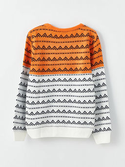 Bisiklet Yaka Desenli Uzun Kollu Erkek ?ocuk Triko Kazak - Waikiki фото 2