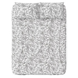 Простыня на резинке односпальная Турецкие огурцы, серый б/з 90х200см, свесы 27см, бязь Комфорт 121г/м2, хлопок 100%, упаковка классическая ПВХ 28х41см, Домашняя мода (Россия)