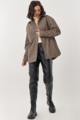 Куртка-рубашка из пальтовой ткани бежевая - Fly фото 6