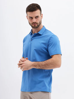 Джемпер мужской с воротником поло короткий рукав GREG G144-PO1246T-SAS5047 (джинс)  фото 4