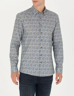 Petrol Slim Fit Uzun Kollu G_mlek
