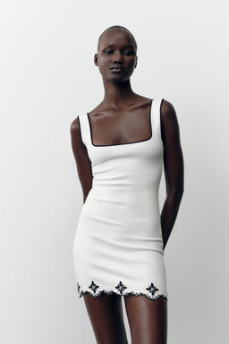 EMBROIDERED DRESS WITH FAUX PEARLS - Zara фото 2