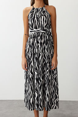 TRENDYOLMILLA Siyah Animal Shift Shally Maxi Dokuma Elbise TWOSS24EL00872 фото 4