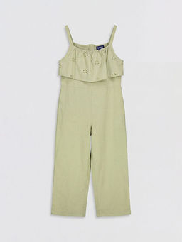 Keten Kar???ml? Fisto Detayl? K?z ?ocuk Salopet