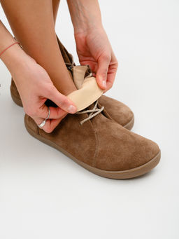 Босоногие ботинки 352.К.NATAbr.Серо-коричневая замша/кожаная подкладка