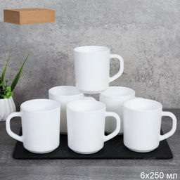 Кружка 6 штук 250 мл OSZ ШТУЧНО гладкая WUT270 (white) /уп 8/