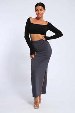 Юбка, футер (01056, черный макси) - Плиона фото 47