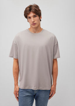 Gri Basic Tisort - Mavi фото 3