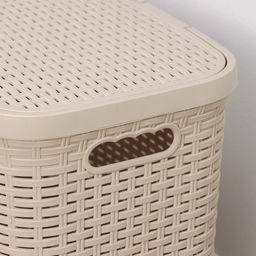 Корзина бельевая «Ротанг», 40 л, 37×29.5×48 см, с крышкой, цвет латте