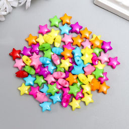 Набор бусин для рукоделия и плетения Арт Узор. Звёздочки, цветные 100 шт. 1.1?1.1 см