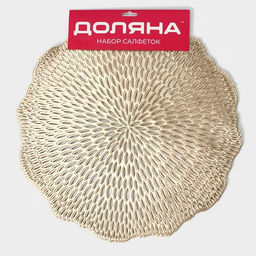 Набор салфеток сервировочных на стол Доляна Мэри, d=38 см, 4 шт, цвет золотой  фото 17