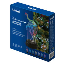 ULI-M506 RGB/3AA TIGER/BLACK Светильник декоративный с эффектом 3D Тигр, на батарейках 3AA (не в/к). 1 светодиод. RGB свет. TM Uniel