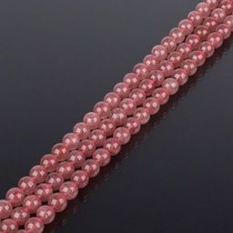 Бусины для украшений из Клубничного кварца (62 бусины) 39 см