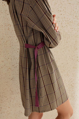 Платье 56403 Бордовый клетка