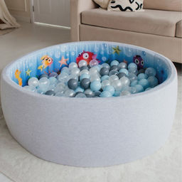 Шарики для сухого бассейна, 100 штук, цвета: светло-голубой, серебро, белый перламутр, прозрачный, диаметр шара — 7,5 см