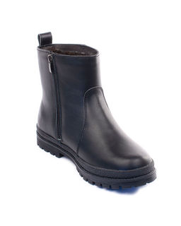 Ботинки женские на литой подошве, кожа, овчина, молния.